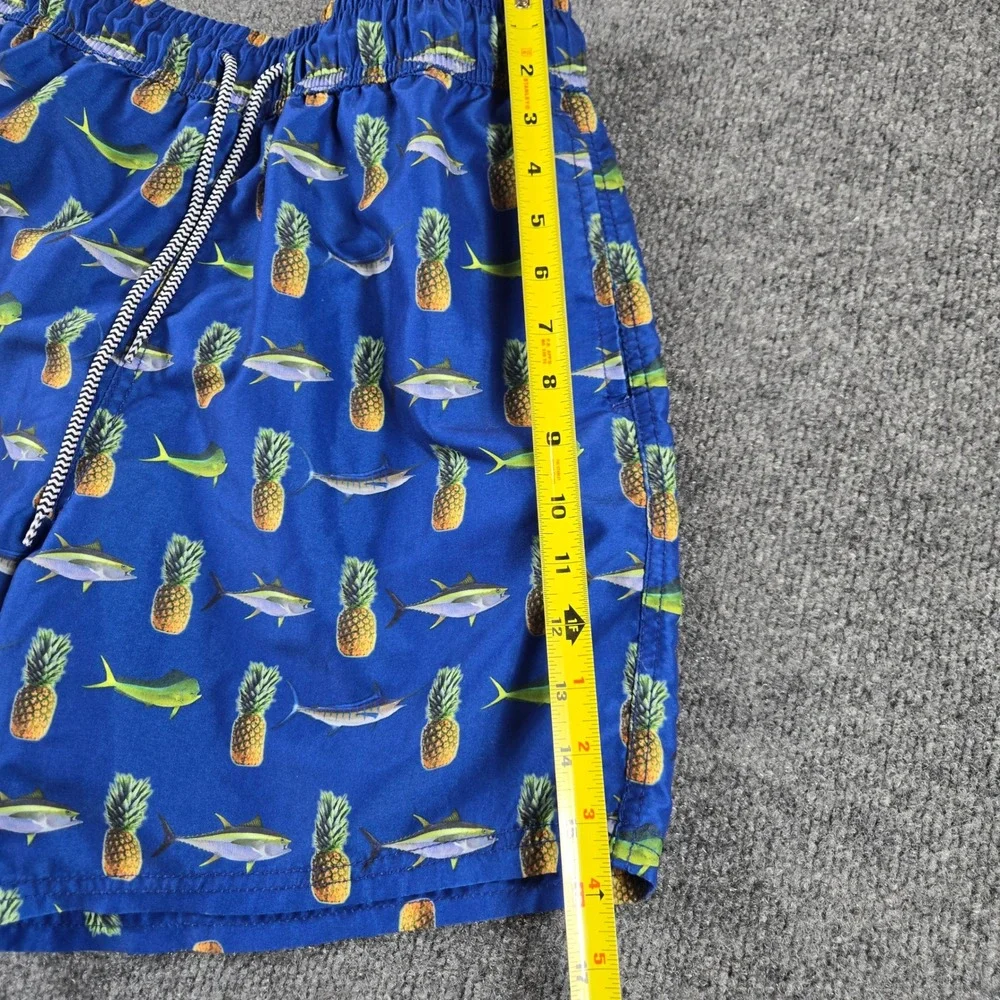 Tormenter Swim Trunks Mens Small Blue Pineapple Fish Board Shorts swim